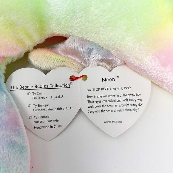 TY Vintage Seahorse "Neon" Beanie Baby - Picture 2 of 8